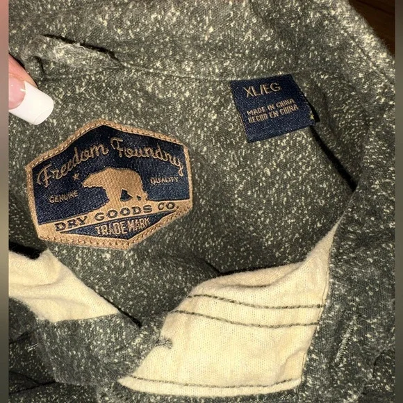 Freedom Foundry Mens Chamois Green Flannel Button Down Shirt size XL - Picture 12 of 12